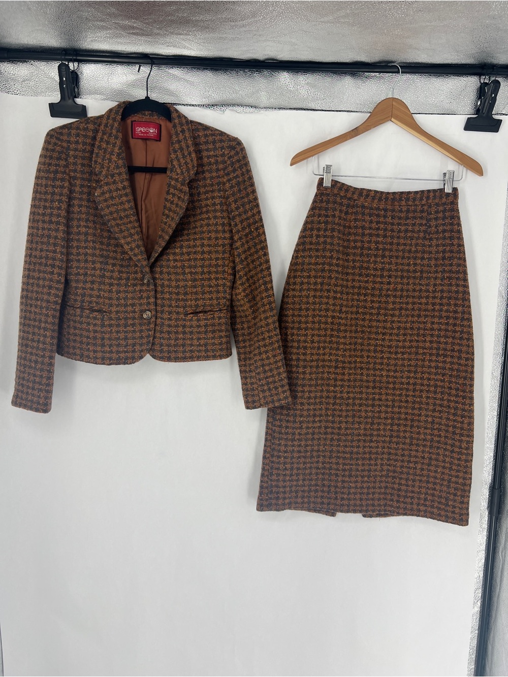 Sasson Paris New York Vintage Brown tweed Skirt Set (9/10)